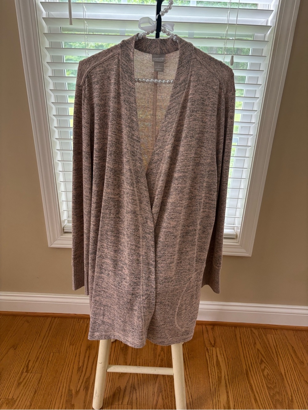 Chico's Heathered Peachy Tone Open-Front Cardigan